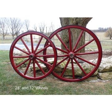 Large Wood Spoke Wagon Wheels 32-36 Inch